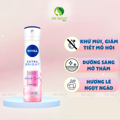 Xịt Khử Mùi Nivea Extra Bright Premium Fragrance Ngăn Mùi, Lưu Hương Thơm Lâu 150ml