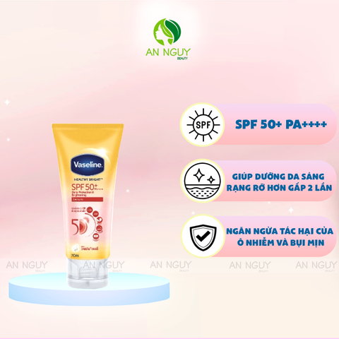 Sữa Chống Nắng Vaseline Healthy Bright Sun + Pollution Protection SPF 50+ PA++++  Dưỡng Trắng Da Cơ Thể