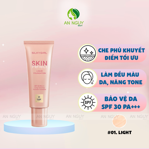 Kem Nền SilkyGirl Skin Perfect Liquid Foundation SPF30 PA+++ Dạng Tuýp 25ml (Mẫu Mới)