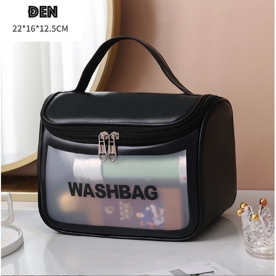 Túi Đựng Mỹ Phẩm WASH BAG Dạng Hộp Có Nắp Khóa Lớn