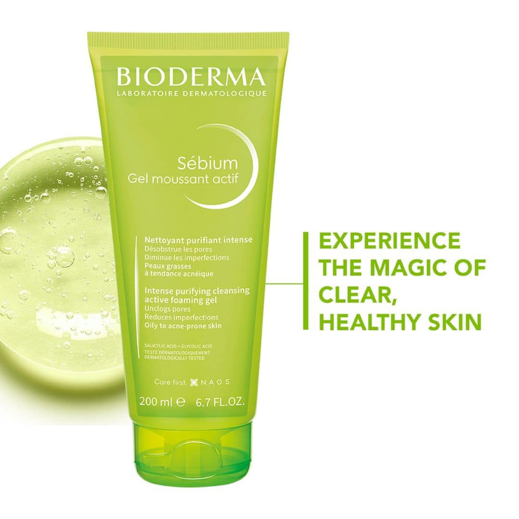 Gel Rửa Mặt Bioderma Sébium Gel Moussant Actif Làm Sạch Sâu, Giảm Mụn