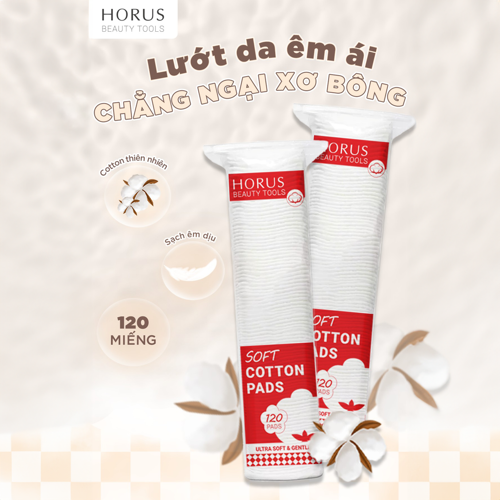 Bông Tẩy Trang Horus Soft Cotton Pads 120 Miếng