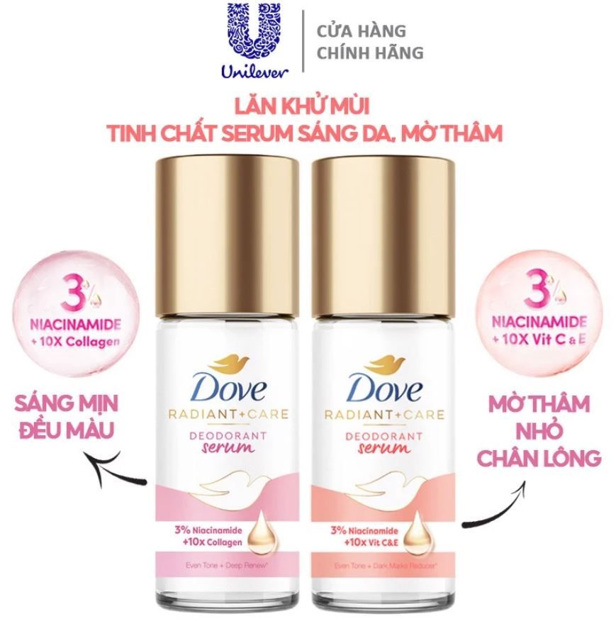 Lăn Khử Mùi Dove Deodorant Serum 3% Niacinamide Dưỡng Sáng Da Đều Màu Da 45ml