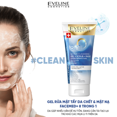 Gel Rửa Mặt Eveline 8 in 1 Active Cleansing Tẩy Tế Bào Chết 150ml