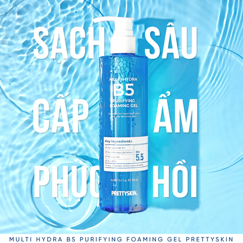 Gel Rửa Mặt PrettySkin Multi Hydra B5 Purifying Foaming Gel Sạch Sâu 300ml