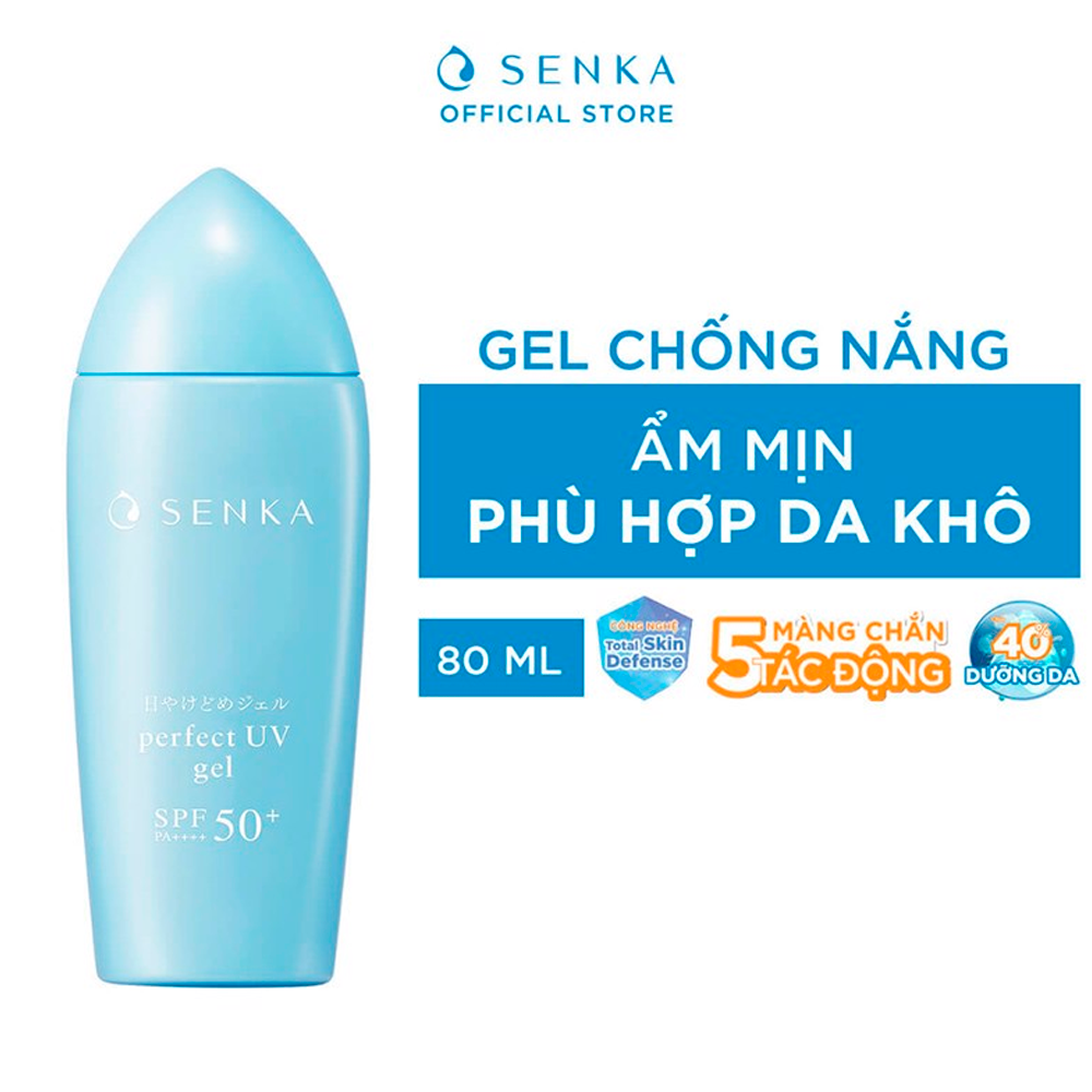 Gel Sữa Chống Nắng Senka Perfect UV Gel SPF50+ PA++++ Ẩm Mượt Cho Da Khô 80ml