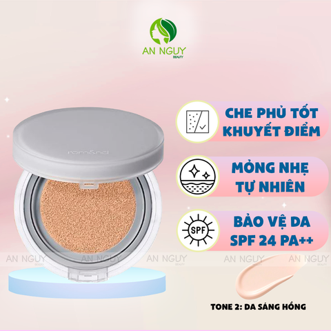 Phấn Nước Romand NU Zero Cushion SPF24/PA++ Mỏng Nhẹ Tự Nhiên 15gr