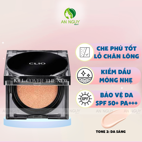 Phấn Nước Clio Kill Cover The New Founwear Cushion SPF 50+/PA+++ (Kèm Lõi) 15g x 2