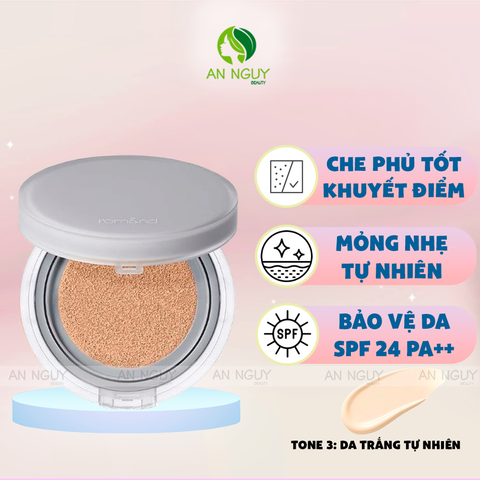 Phấn Nước Romand NU Zero Cushion SPF24/PA++ Mỏng Nhẹ Tự Nhiên 15gr