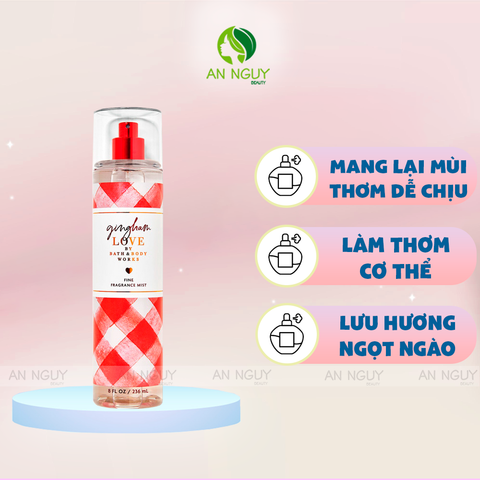 Xịt Thơm Bath & Body Works Gingham Love Fine Fragrance Mist Hương Thơm Ngọt Ngào 236ml