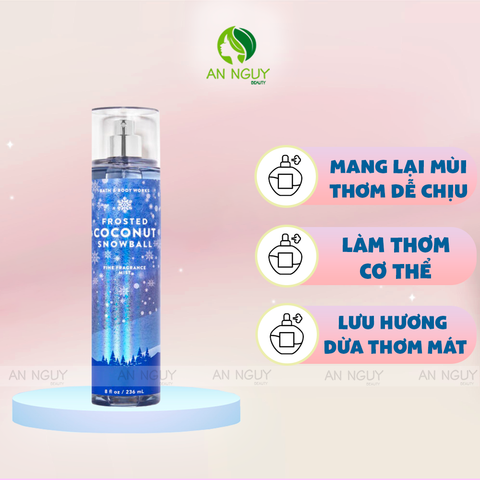 Xịt Thơm Bath & Body Works Frosted Coconut Snowball Fine Fragrance Mist Hương Dừa Thơm Mát 236ml