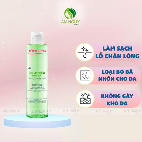 Gel Rửa Mặt Topicrem AC Purifying Cleansing Gel Không Xà Phòng Cho Da Hỗn Hợp, Da Dầu