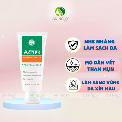 Kem Rửa Mặt Acnes Vitamin Làm Sáng Da, Mờ Sẹo Thâm Vitamin Cleanser 100gr