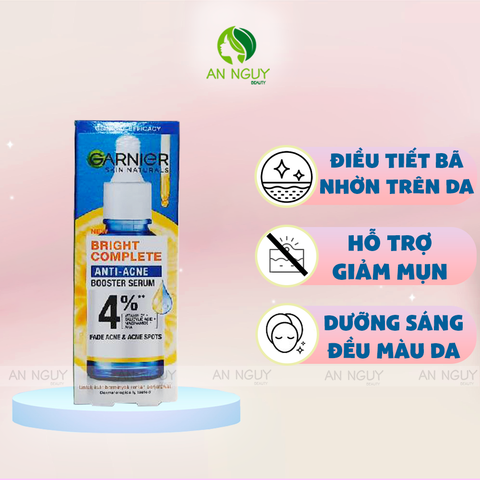 Tinh Chất Garnier Skin Naturals Bright Complete Anti - Acne Booster Serum Giảm Mụn Sáng Da 30ml