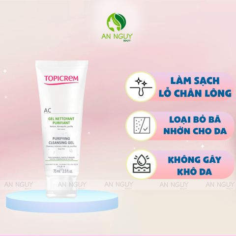 Gel Rửa Mặt Topicrem AC Purifying Cleansing Gel Không Xà Phòng Cho Da Hỗn Hợp, Da Dầu