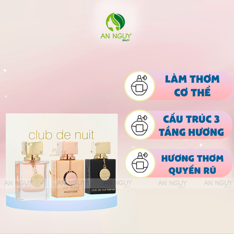 Set Nước Hoa Nữ Armaf Club De Nuit Parfum Women Hương Thơm Nữ Tính, Quyến Rũ (3 chai x 30ml)