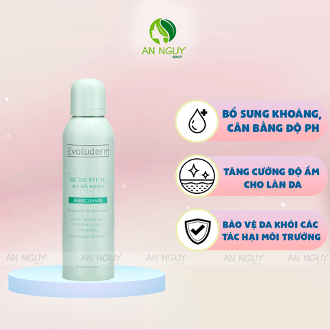 Xịt Khoáng Evoluderm Facial Water Mist With Sea Salt Energizing Tinh Chất Muối Biển Sâu Dưỡng Ẩm, Cấp Nước 150ml