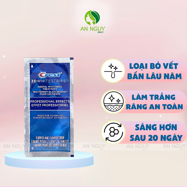 Miếng Dán Trắng Răng Crest 3D Whitestrips Professional Effects Levels 12 Whiter
