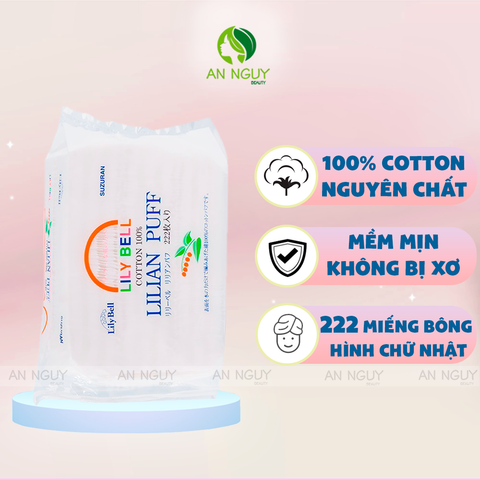 Bông Tẩy Trang LilyBell Suzuran Lilian Puff 222 Miếng