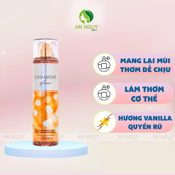 Xịt Thơm Bath & Body Works Cashmere Glow Fine Fragrance Mist Hương Thơm Quyến Rũ 236ml