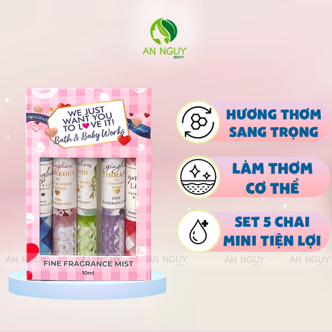 Set 5 Chai Chiết Xịt Thơm Bath & Body Works (10ml x 5)