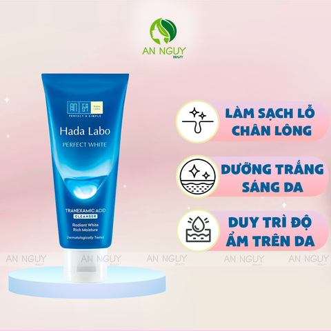 Kem Rửa Mặt Hada Labo Perfect White Tranexamic Acid Sạch Sâu, Dưỡng Sáng Da 80gr