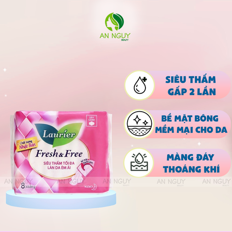 Băng Vệ Sinh Laurier Fresh & Free Dày Cánh 22cm 8 Miếng