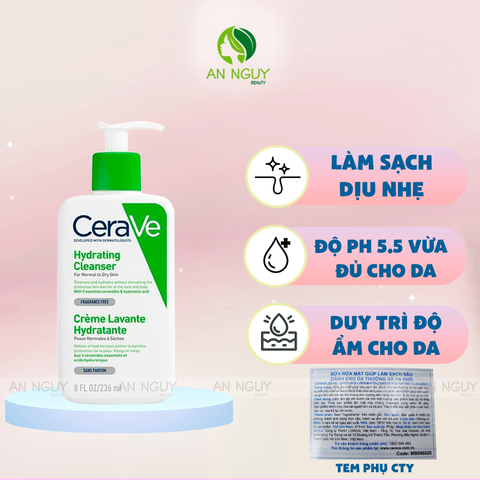 Sữa Rửa Mặt CeraVe Hydrating Facial Cleanser Cho Da Thường Đến Da Khô
