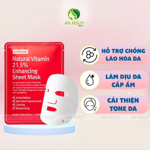 Mặt Nạ By Wishtrend Natural Vitamin 21.5 Enhancing Sheet Mask Làm Sáng Da 23ml