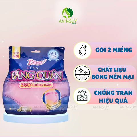 Băng Vệ Sinh Dạng Quần Diana Dùng Ban Đêm 360 Chống Tràn (85cm - 105cm) 2 Miếng