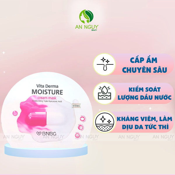 Mặt Nạ BNBG Moisturizing Triple Hyaluronic Acid Vita Derma Moisture Cream Mask Cấp Ẩm Đa Tầng 30ml