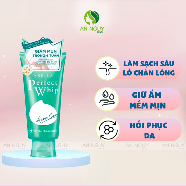 Sữa Rửa Mặt Senka Acne Perfect Whip Acne Care Ngăn Ngừa Mụn 100gr