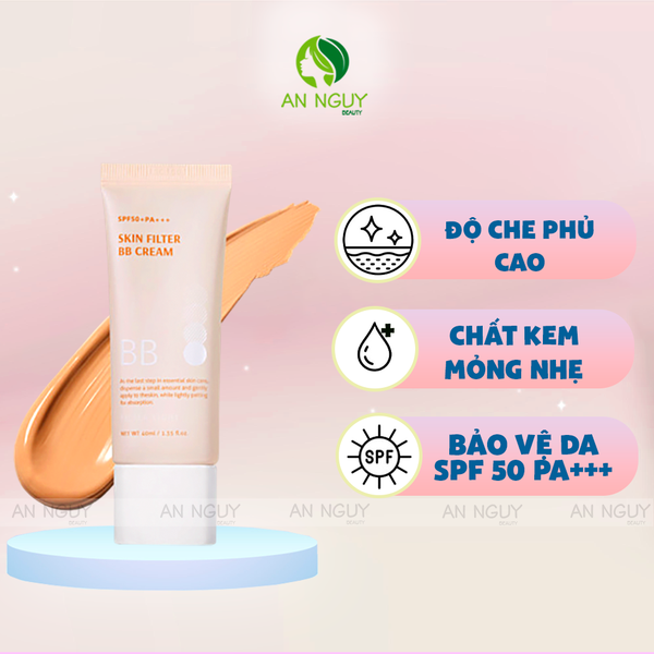 Kem Nền BOM Skin Filter Bb Cream Che Phủ Tự Nhiên, Mỏng Nhẹ Lâu Trôi 40ml