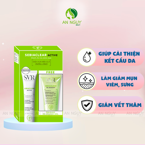 Kem Dưỡng SVR Sebiaclear Active Làm Giảm Mụn 40ml + Tặng Gel Rửa Mặt Sebiaclear Gel Moussant Cho Da Dầu 55ml