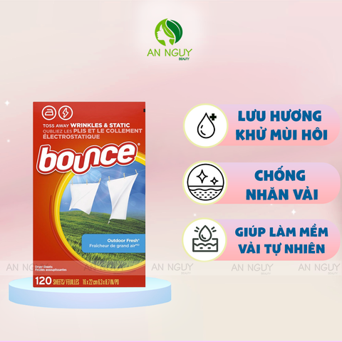 Giấy Thơm Bounce Outdoor Fresh Dùng Cho Máy Sấy (Hàng Mỹ Nhập Khẩu)