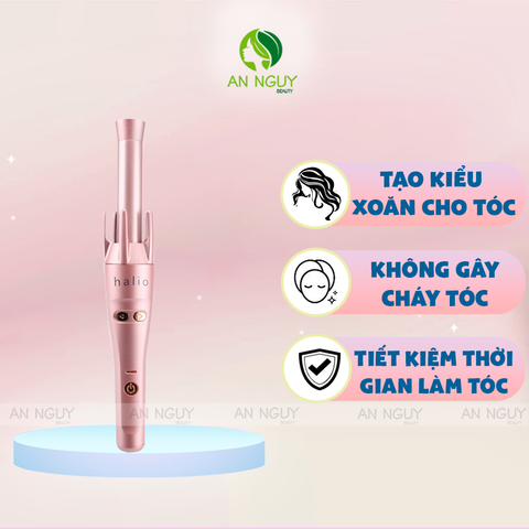 Máy Uốn Tóc HALIO Auto Rotating Hair Curler Tự Xoay 360 Độ Ion Âm #Màu Rose Gold