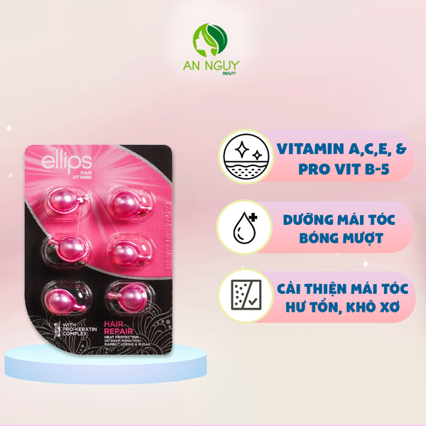 Dưỡng Tóc Ellips Hair Vitamin With Pro-Keratin Giúp Phục Hồi Tóc Hư Tổn Vỉ 6 Viên