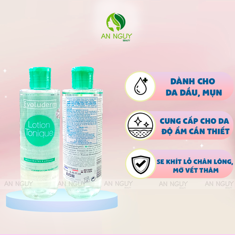 Nước Hoa Hồng Evoluderm Purifying Toning Lotion For Combination to Oily Skin Cho Da Hỗn Hợp Và Dầu Mụn 250ml
