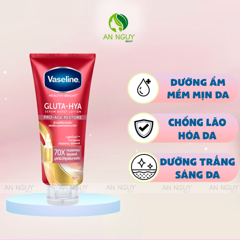 Dưỡng Thể Trắng Da Vaseline 70X Gluta-Hya Pro-Age Restore Serum Burst Lotion Chống Lão Hóa 300ml