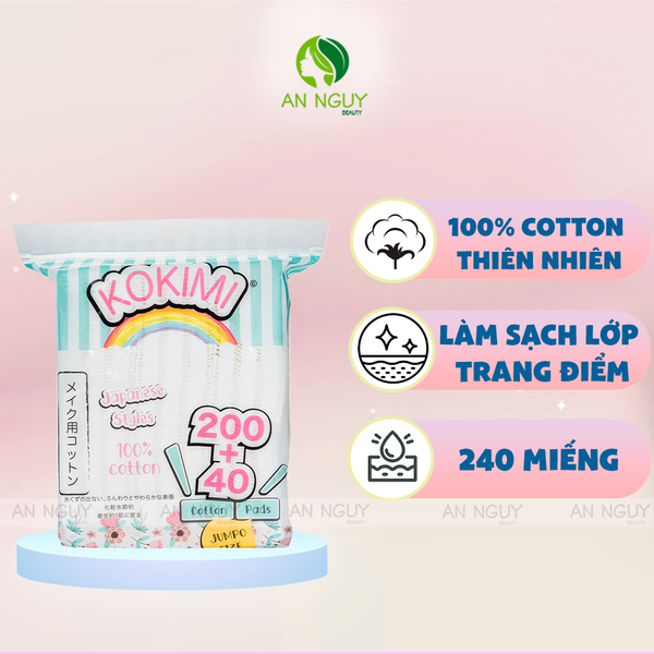 Bông Tẩy Trang Kokimi 100% Cotton Mềm Mịn