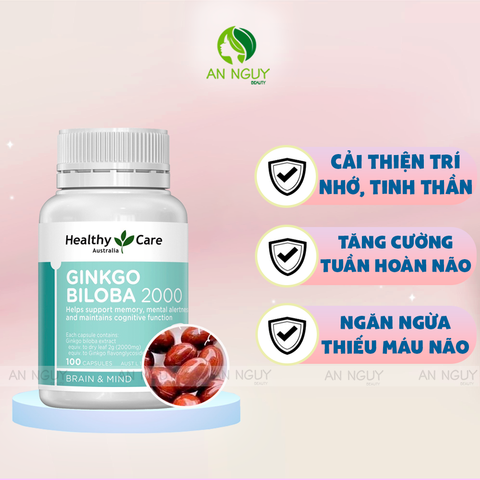 Viên Uống Bổ Não Healthy Care Ginkgo Biloba 2000 100 Viên