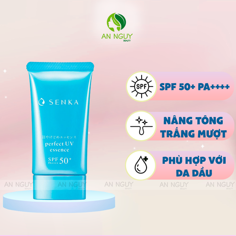 Tinh Chất Chống Nắng Senka Perfect UV Essence SPF50+ PA++++ Nâng Tông Sáng Mượt Da Dầu Mẫu Mới 50g