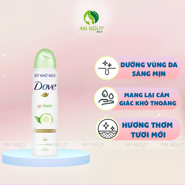 Xịt Khử Mùi Dove Go Fresh Cucumber & Green Tea Anti-perspirant Dưỡng Da Sáng Mịn Dưa Leo & Trà Xanh 150ml