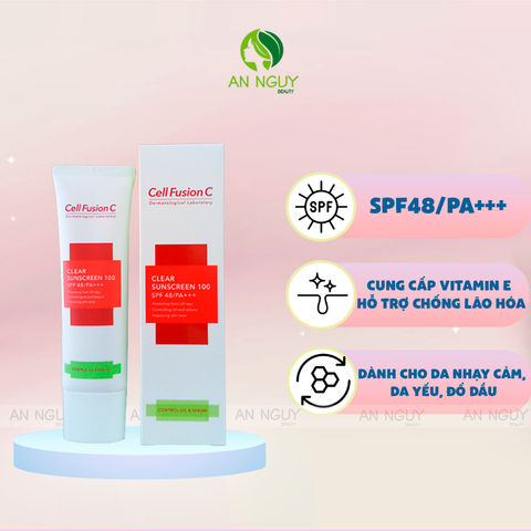 Kem Chống Nắng Cell Fusion C Clear Sunscreen 100 SPF48+ PA+++ Cho Da Dầu Mụn 50ml