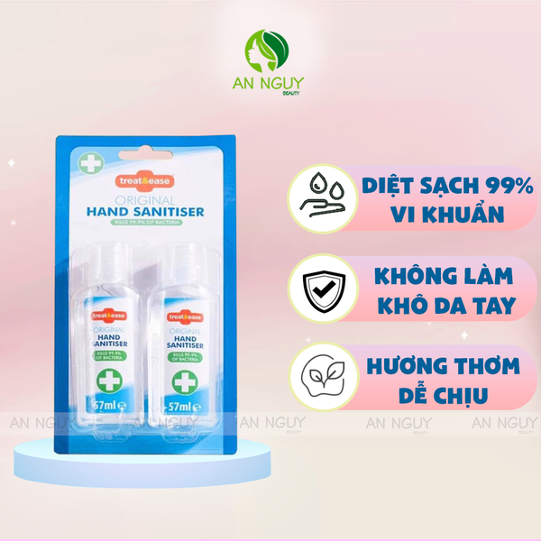 Set 2 Gel Rửa Tay Khô Treat & Ease Original Fragrance Hand Sanitizers 57ml x 2