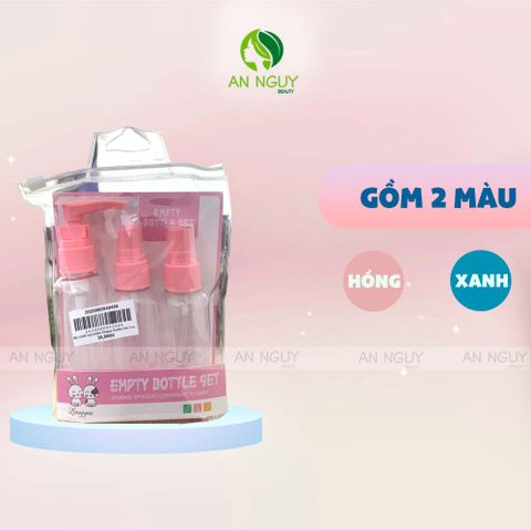 Bộ Chiết Mỹ Phẩm Empty Bottle Set 3 Món (Xanh/ Hồng)