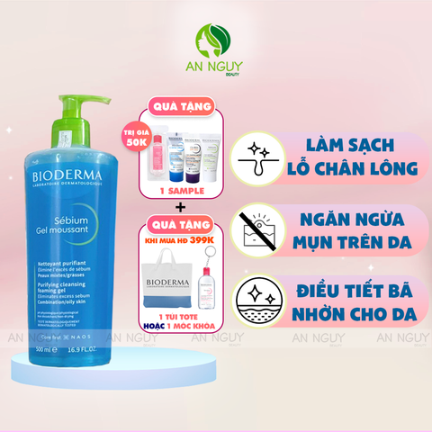 Gel Rửa Mặt Bioderma Sébium Gel Moussant Dành Cho Da Dầu & Hỗn Hợp