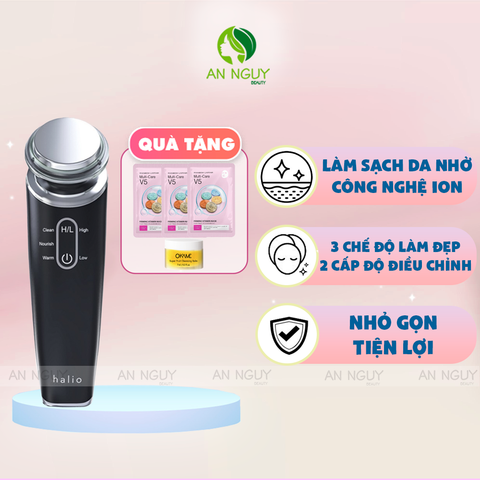 Combo Quà Tặng + Máy Đẩy Tinh Chất HALIO Ion Cleansing & Moisturizing Beauty Device Hỗ Trợ Làm Sạch, Chăm Sóc Da (Màu Đen)