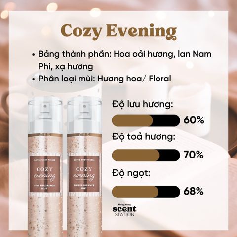 Xịt Thơm Bath & Body Works Cozy Evening Fine Fragrance Mist Hương Thơm Ngọt Dịu 236ml
