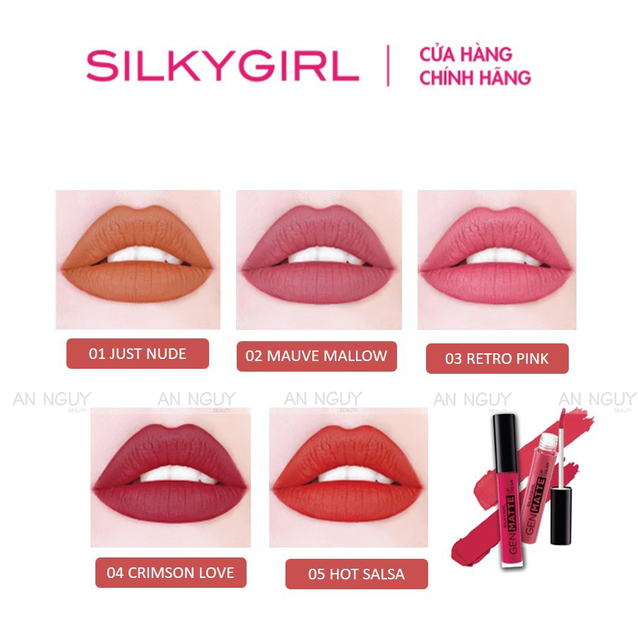 Son Kem Lì SilkyGirl Gen Matte Lip Cream Nhẹ Môi Cấp Ẩm 3.8ml #05 Hot Salsa - Đỏ Cam